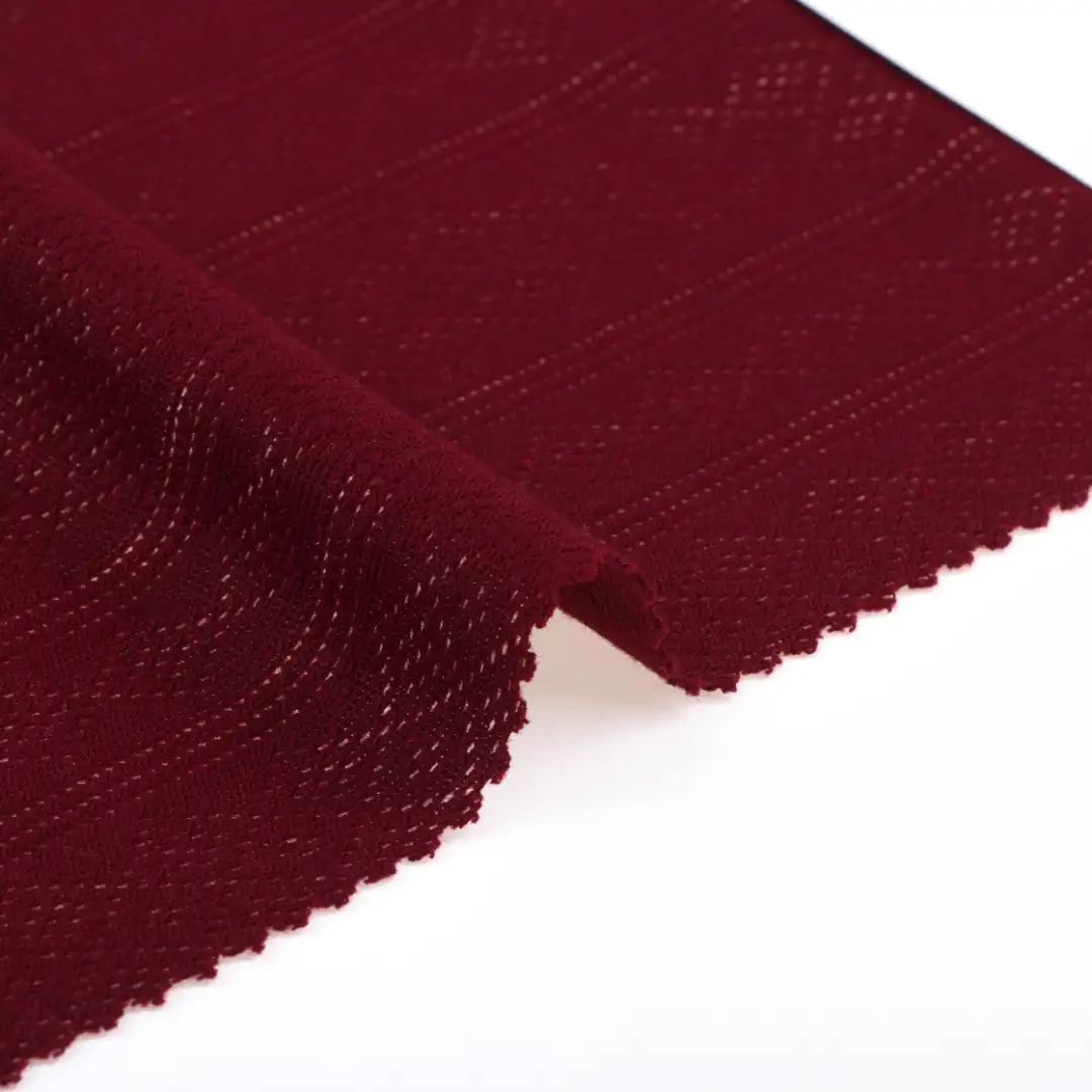 China Fabric for T-Shirt Weft Jacquard Knit Fabric Polyester Rayon Red color buy from China wholesaler bulk order at wholesale price free worldwide shipping Alibaba