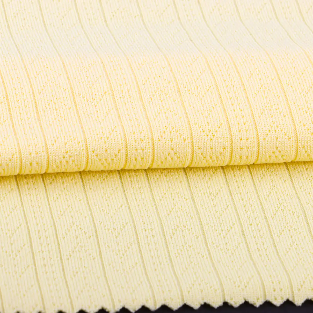 China Fabric for T-Shirt Weft Jacquard Knit Fabric Polyester Rayon Yellow color buy from China wholesaler bulk order at wholesale price free worldwide shipping Alibaba