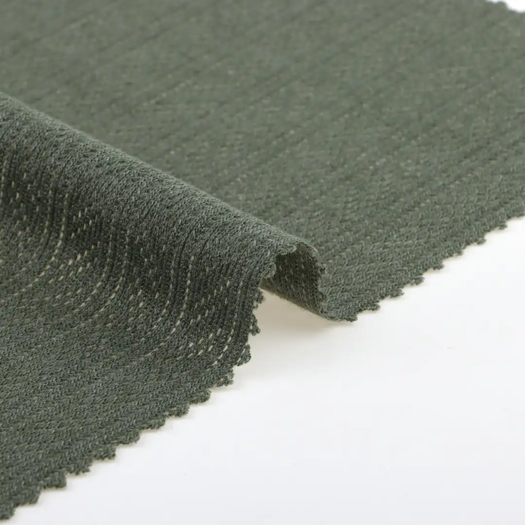 China Fabric for T-Shirt Weft Jacquard Knit Fabric Polyester Rayon Olive Green color buy from China wholesaler bulk order at wholesale price free worldwide shipping Alibaba