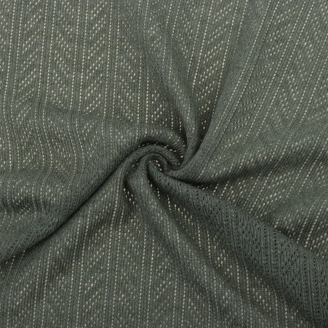 China Fabric for T-Shirt Weft Jacquard Knit Fabric Polyester Rayon Olive Green color buy from China wholesaler bulk order at wholesale price free worldwide shipping Alibaba
