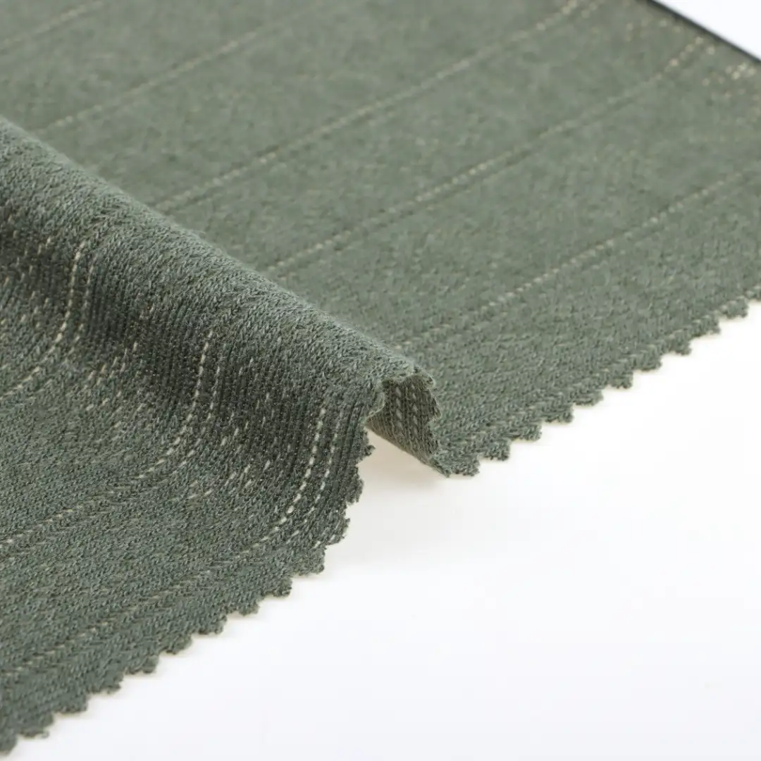 China Fabric for T-Shirt Weft Jacquard Knit Fabric Polyester Rayon Olive Green color buy from China wholesaler bulk order at wholesale price free worldwide shipping Alibaba