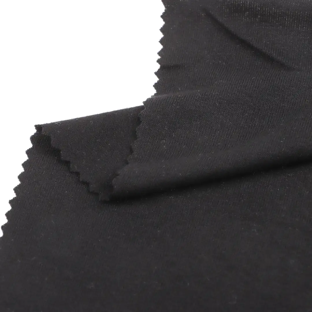 China Fabric for T-Shirt Single Jersey Knit Fabric Rayon Spandex Black color buy from China wholesaler bulk order at wholesale price free worldwide shipping Alibaba