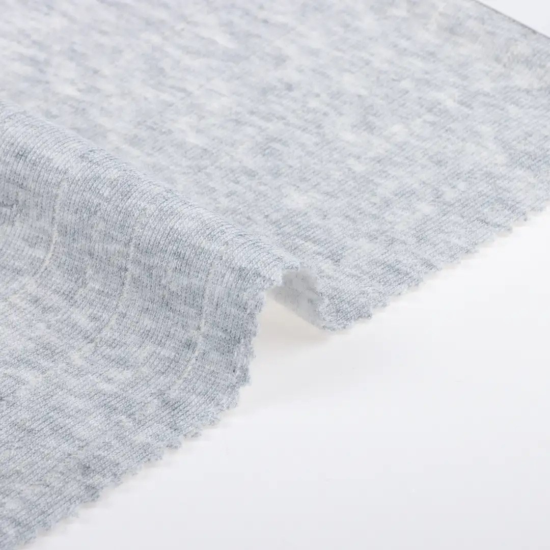 China Fabric for T-Shirt Weft Jacquard Knit Fabric Polyester Rayon Grey color buy from China wholesaler bulk order at wholesale price free worldwide shipping Alibaba