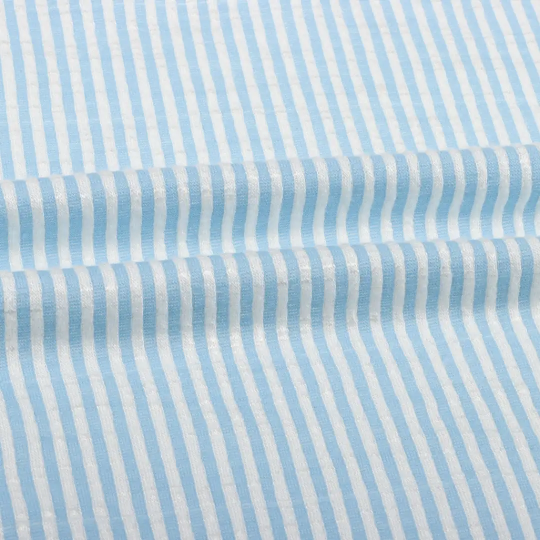 China Fabric for T-Shirt,Shorts Weft Jacquard Knit Fabric Rayon Polyester Spandex Blue and white color buy from China wholesaler bulk order at wholesale price free worldwide shipping Alibaba