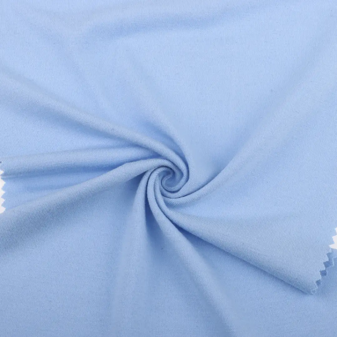 China Fabric for T-Shirt,Shorts Single Jersey Knit Fabric Polyester Rayon Spandex Blue color buy from China wholesaler bulk order at wholesale price free worldwide shipping Alibaba