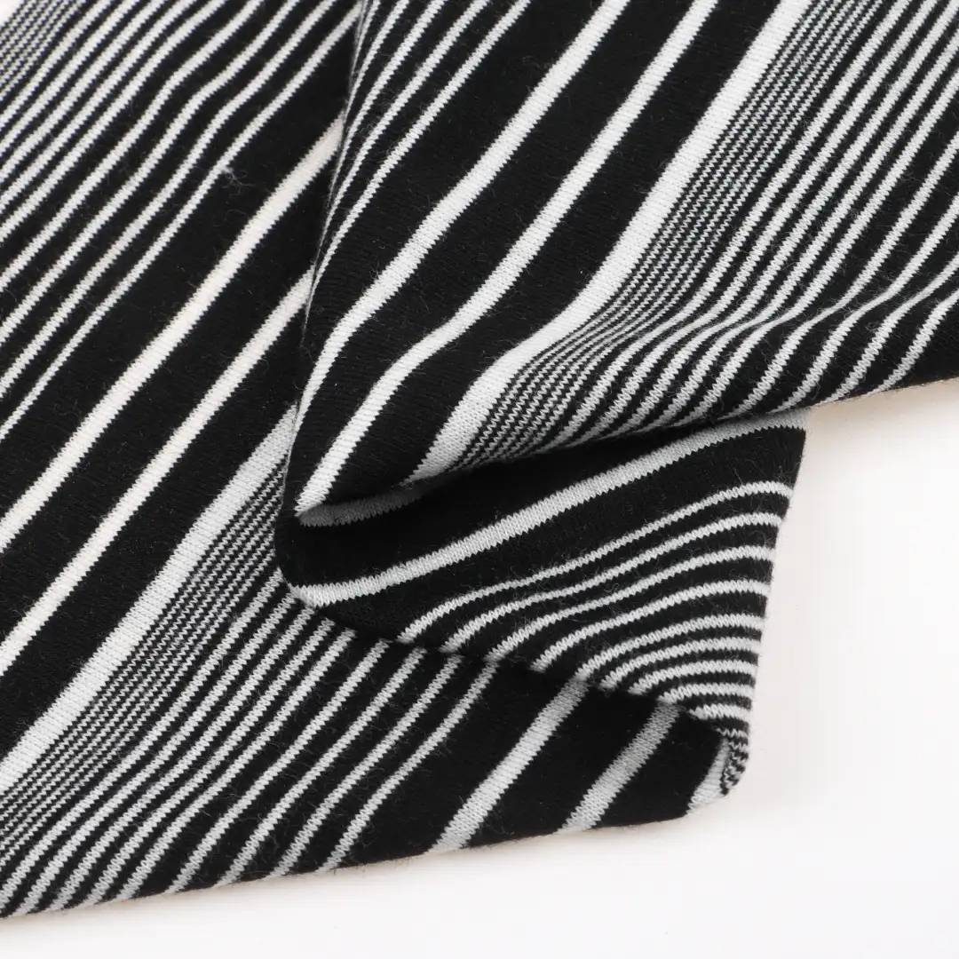 China Fabric for T-Shirt,Shorts Single Jersey Knit Fabric Polyester Rayon Spandex Black and White color buy from China wholesaler bulk order at wholesale price free worldwide shipping Alibaba