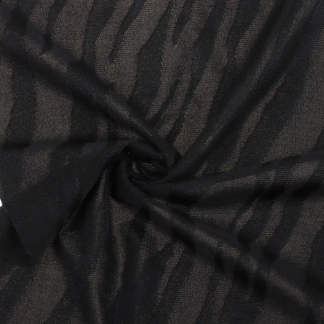 China Fabric for T-Shirt,Shorts,Loungewear Weft Jacquard Knit Fabric Polyester Spandex Black color buy from China wholesaler bulk order at wholesale price free worldwide shipping Alibaba