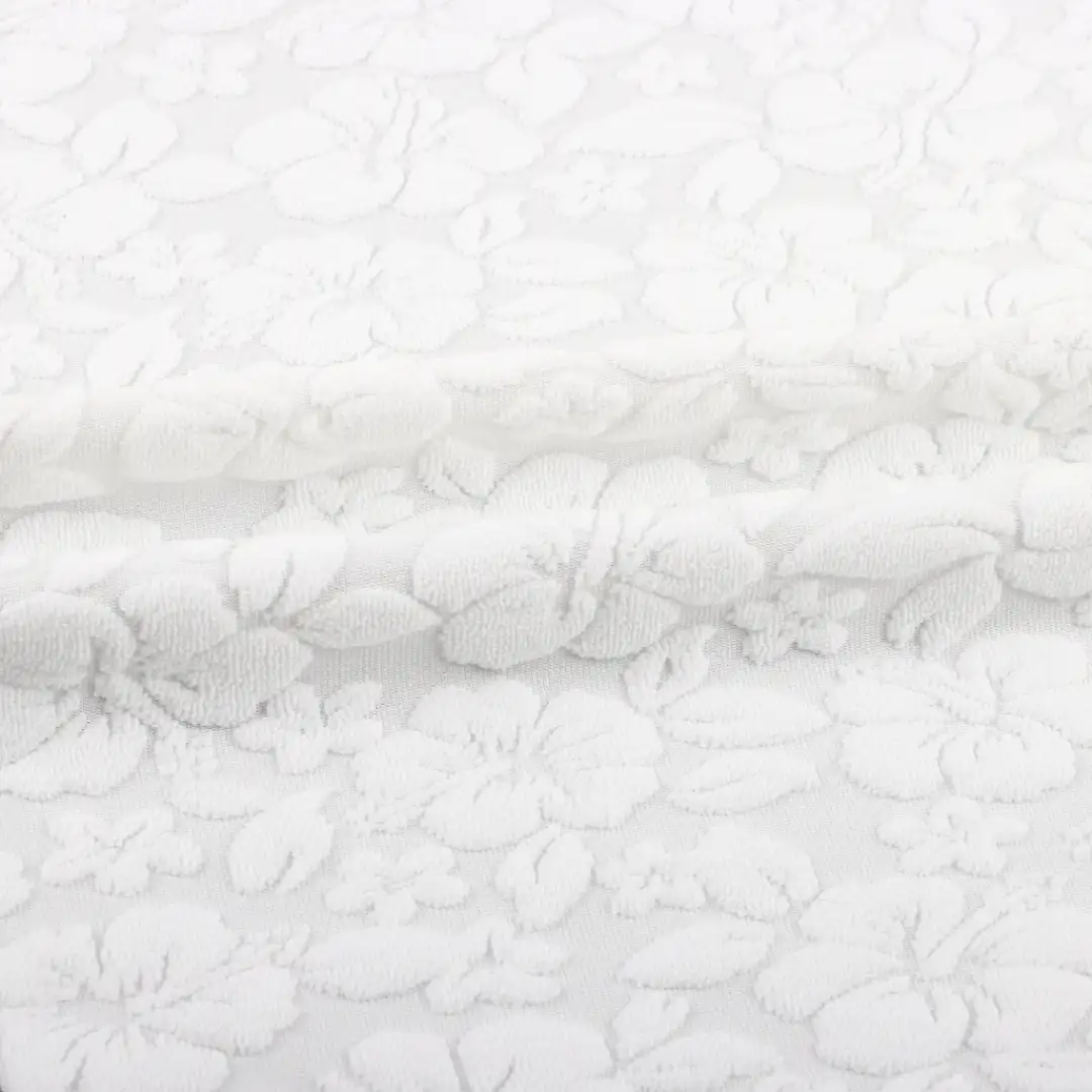 China Fabric for T-Shirt,Shorts,Loungewear Weft Jacquard Knit Fabric Polyester Spandex White color buy from China wholesaler bulk order at wholesale price free worldwide shipping Alibaba