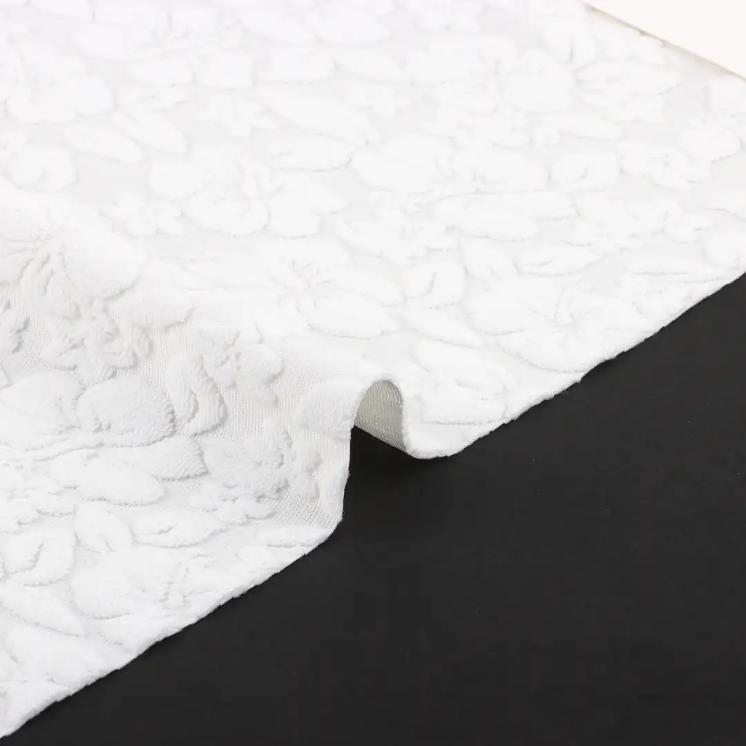 China Fabric for T-Shirt,Shorts,Loungewear Weft Jacquard Knit Fabric Polyester Spandex White color buy from China wholesaler bulk order at wholesale price free worldwide shipping Alibaba