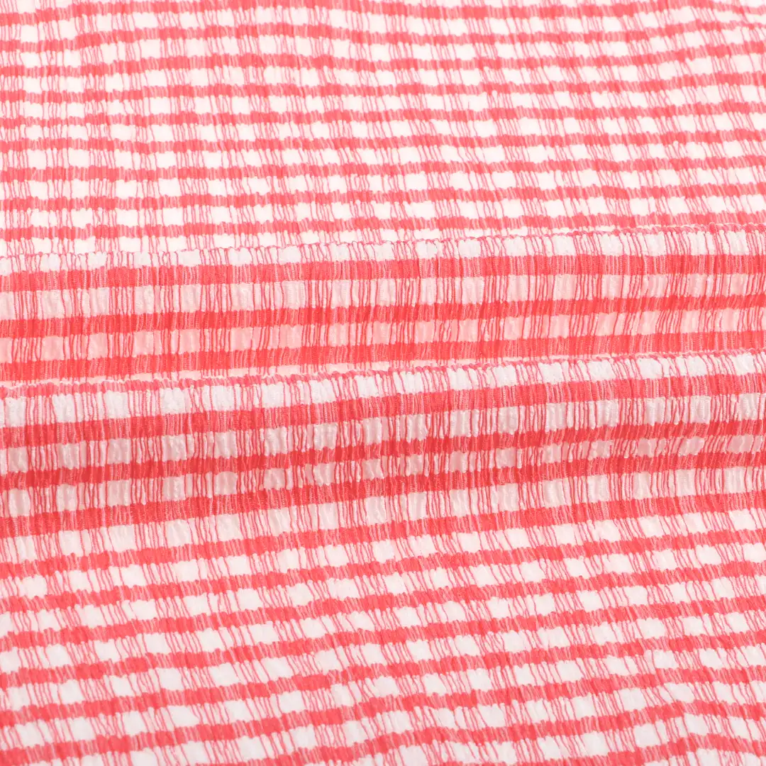 China Fabric for T-Shirt,Shorts,Loungewear Weft Jacquard Knit Fabric Polyester Spandex Red color buy from China wholesaler bulk order at wholesale price free worldwide shipping Alibaba