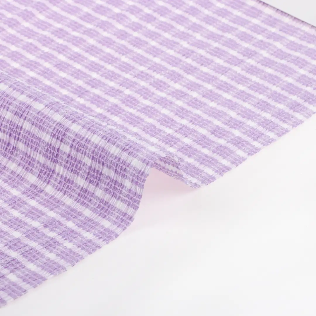 China Fabric for T-Shirt,Shorts,Loungewear Weft Jacquard Knit Fabric Polyester Spandex Purple color buy from China wholesaler bulk order at wholesale price free worldwide shipping Alibaba