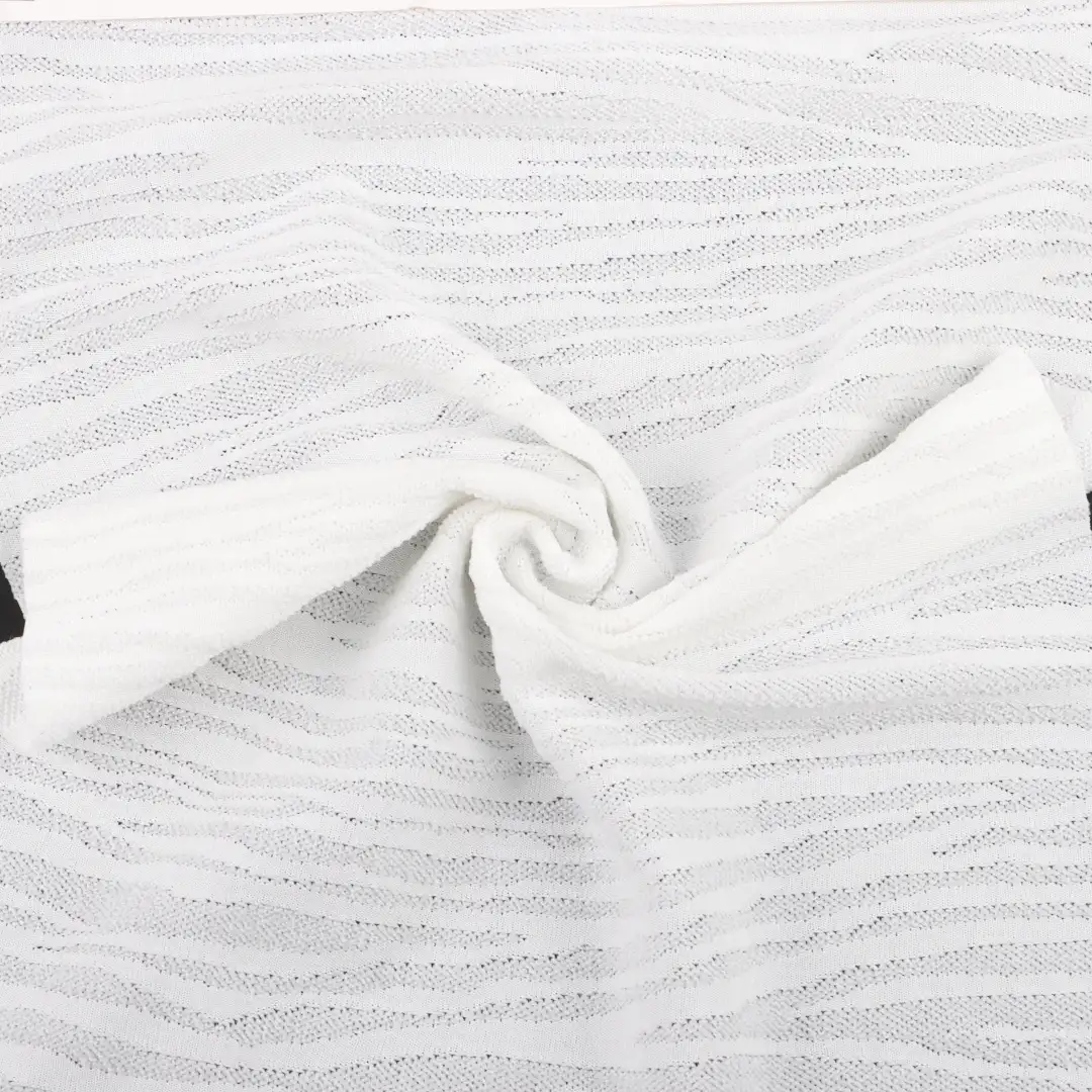 China Fabric for T-Shirt,Shorts,Loungewear Weft Jacquard Knit Fabric Polyester Spandex White color buy from China wholesaler bulk order at wholesale price free worldwide shipping Alibaba