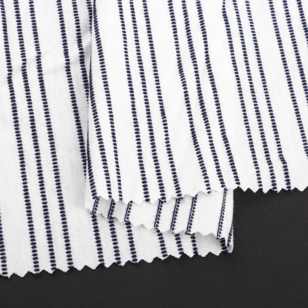 China Fabric for T-Shirt,Loungewear Weft Jacquard Knit Fabric Polyester Rayon Spandex stripe color buy from China wholesaler bulk order at wholesale price free worldwide shipping Alibaba