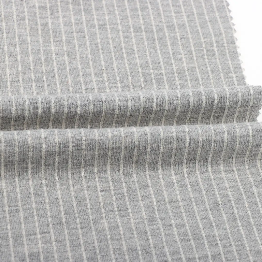 China Fabric for T-Shirt,Shorts,Loungewear Weft Jacquard Knit Fabric Cotton Polyester Spandex Grey color buy from China wholesaler bulk order at wholesale price free worldwide shipping Alibaba