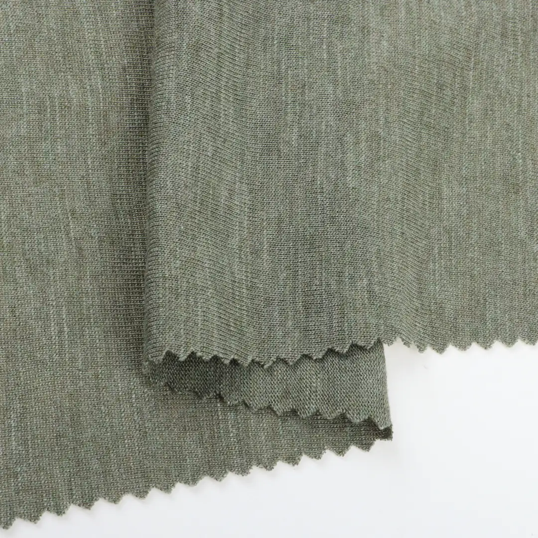China Fabric for T-Shirt,Shorts,Loungewear Single Jersey Knit Fabric Rayon Polyester Cotton Olive Green color buy from China wholesaler bulk order at wholesale price free worldwide shipping Alibaba