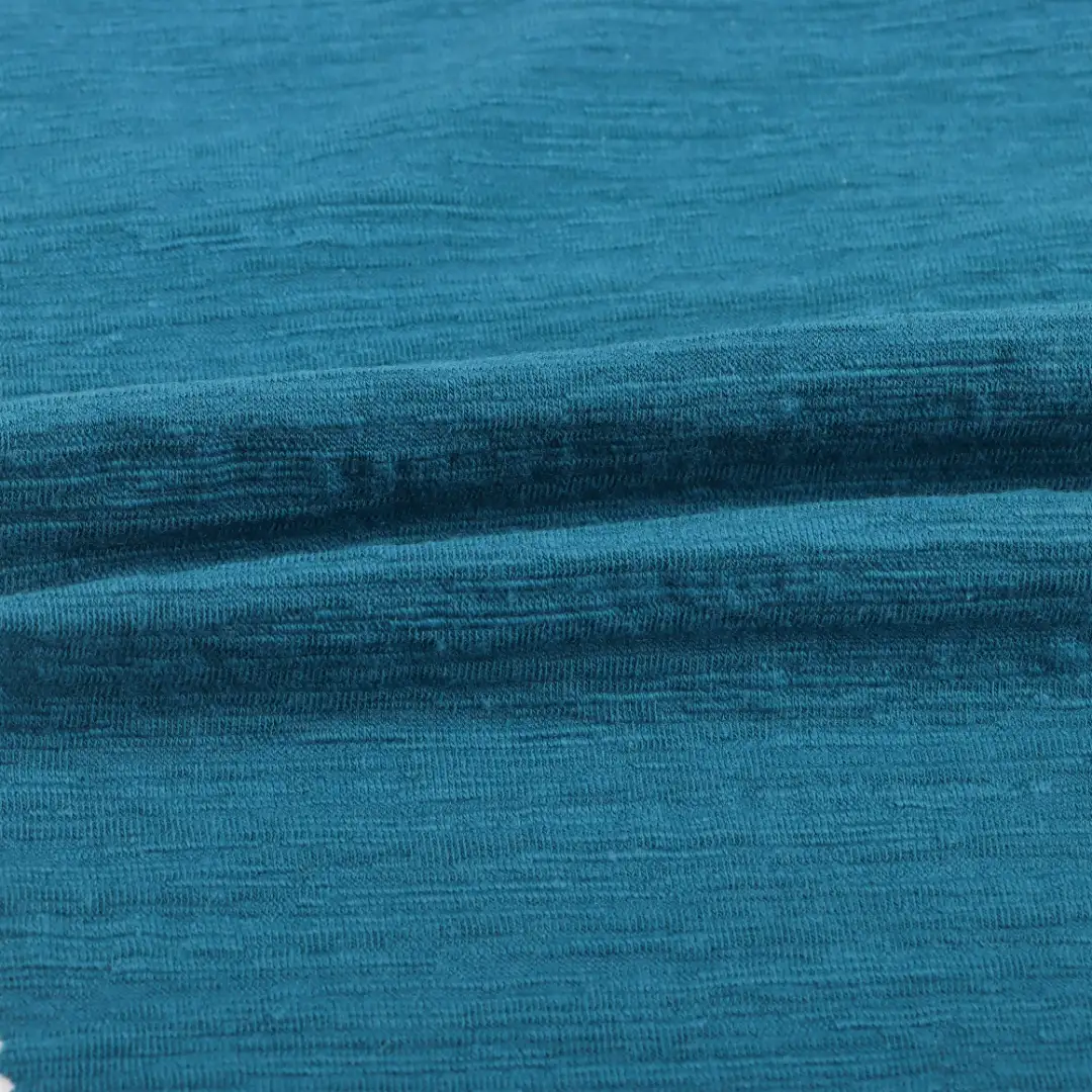 China Fabric for T-Shirt,Loungewear Single Jersey Knit Fabric Polyester Cotton Rayon Spandex cyan color buy from China wholesaler bulk order at wholesale price free worldwide shipping Alibaba