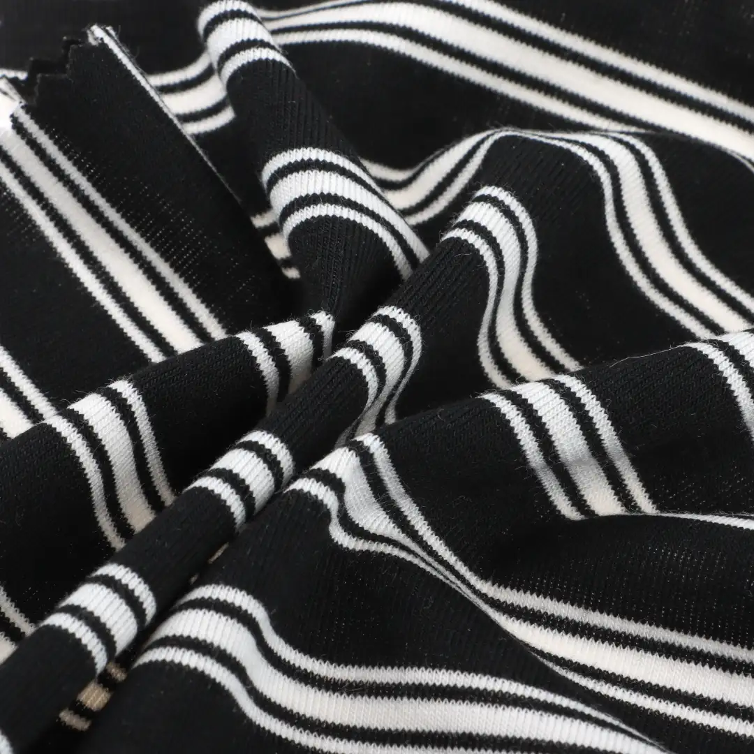 China Fabric for T-Shirt,Loungewear Single Jersey Knit Fabric Polyester Rayon Spandex stripe color buy from China wholesaler bulk order at wholesale price free worldwide shipping Alibaba