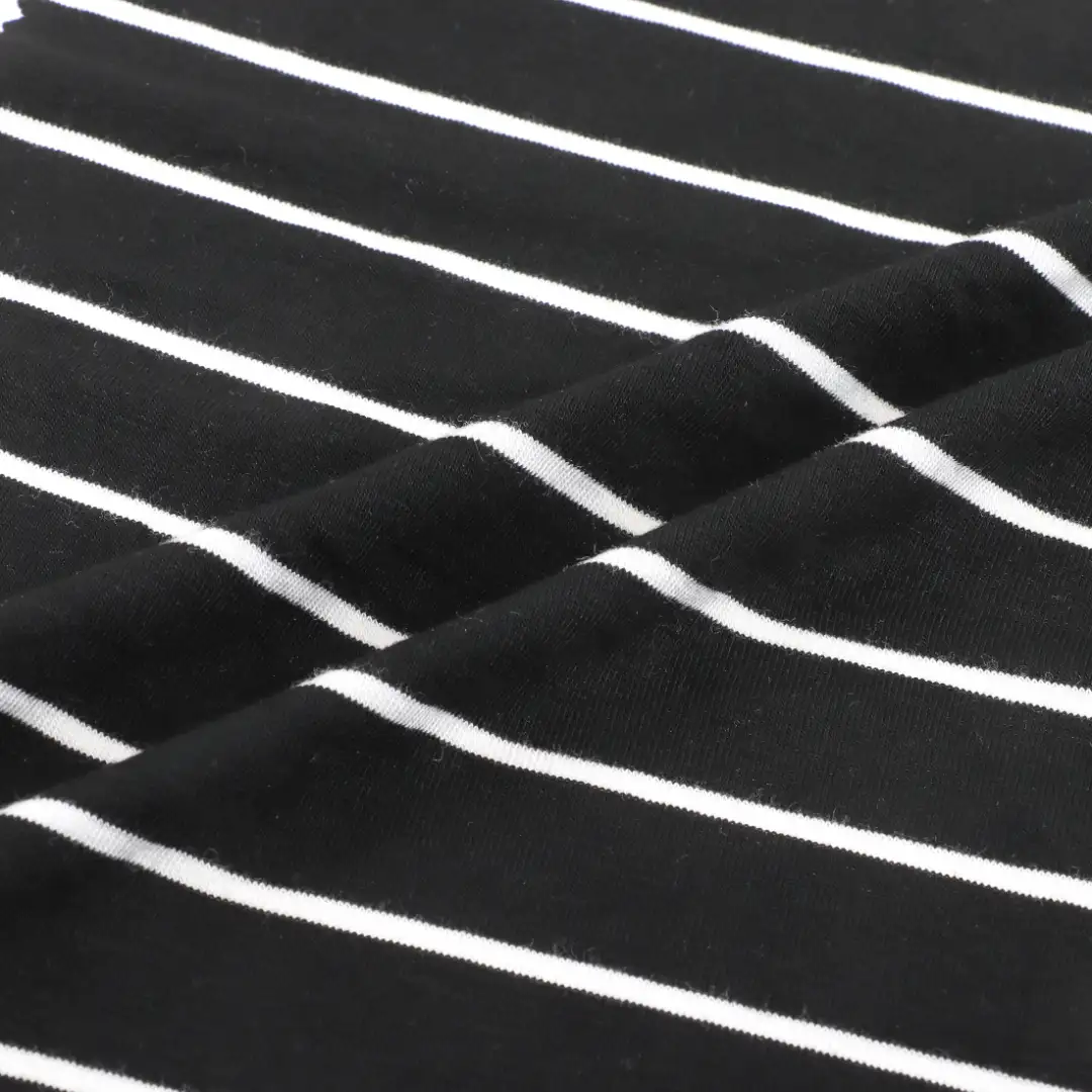 China Fabric for T-Shirt,Shorts,Loungewear Single Jersey Knit Fabric Rayon Spandex stripe color buy from China wholesaler bulk order at wholesale price free worldwide shipping Alibaba
