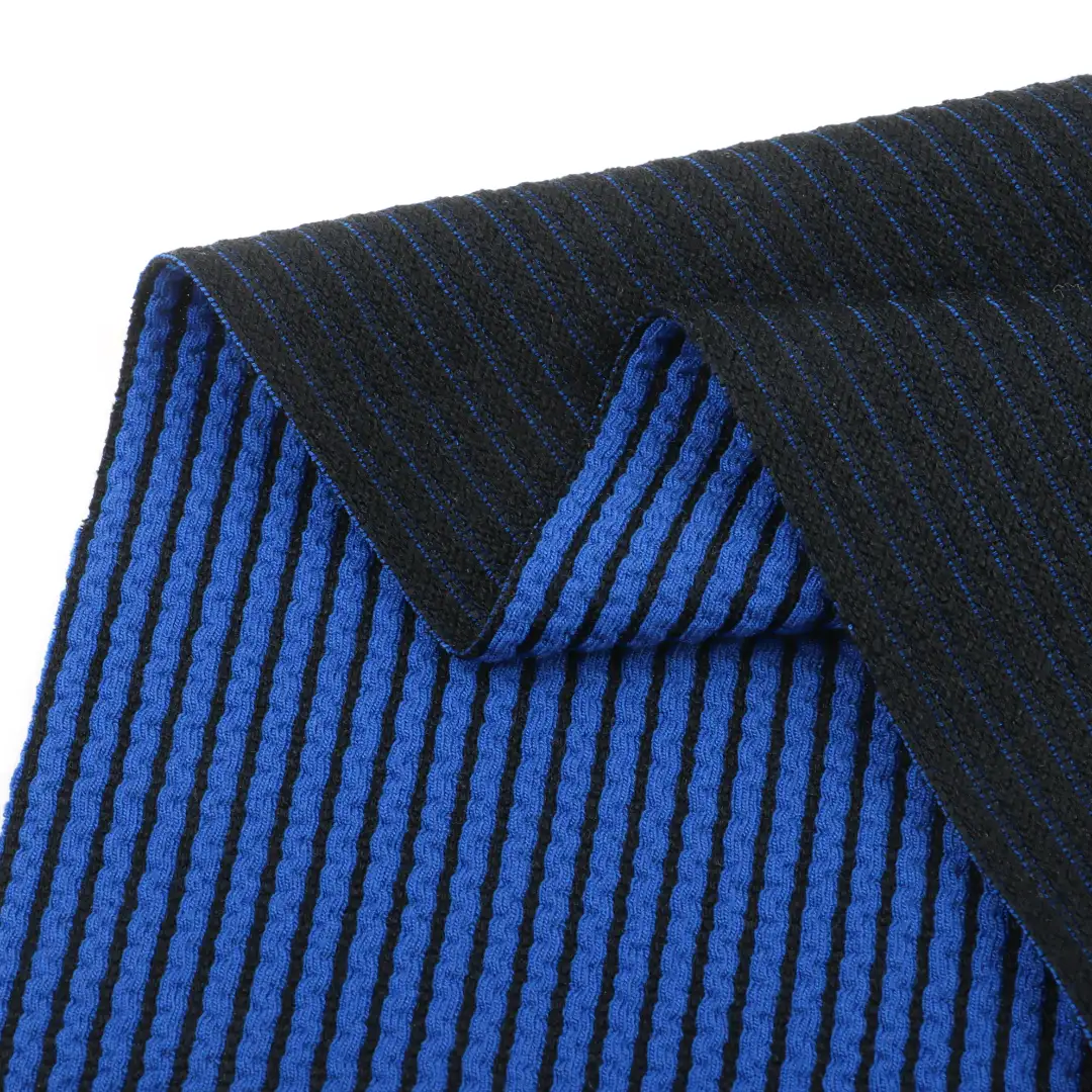 China Fabric for T-Shirt,Shorts,Loungewear Weft Jacquard Knit Fabric Polyester Rayon Spandex Blue color buy from China wholesaler bulk order at wholesale price free worldwide shipping Alibaba