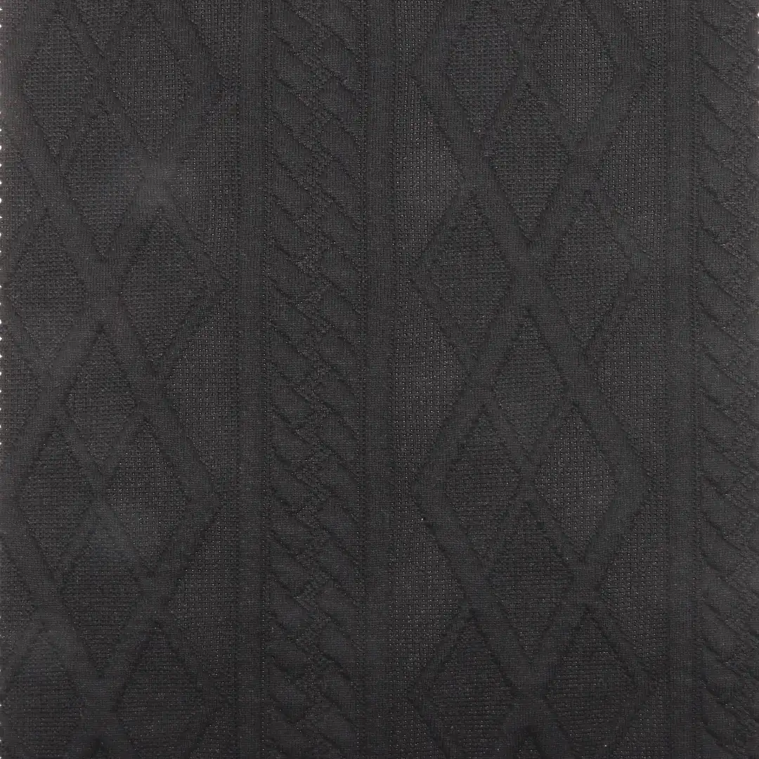 China Fabric for Loungewear Weft Jacquard Knit Fabric Polyester Spandex Black color buy from China wholesaler bulk order at wholesale price free worldwide shipping Alibaba