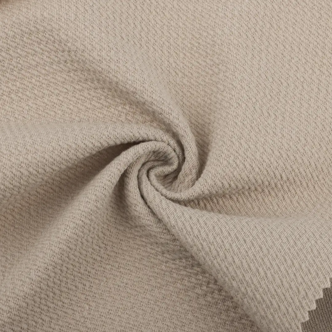 China Fabric for Loungewear Weft Jacquard Knit Fabric Polyester Cotton Spandex Khaki color buy from China wholesaler bulk order at wholesale price free worldwide shipping Alibaba