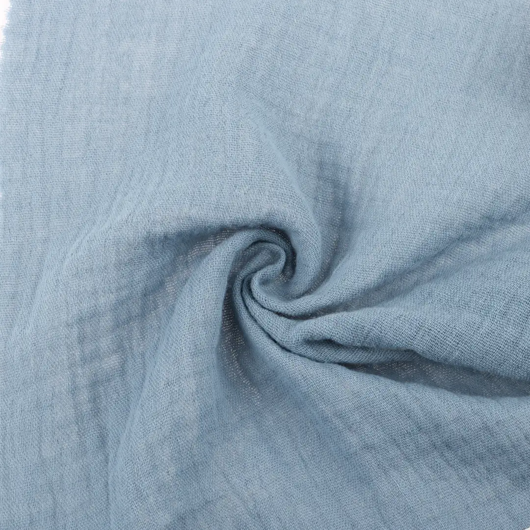 China Fabric for T-Shirt,Shorts Cotton Double Layer Crepe Gauze Natural Woven Fabric Cotton White、Blue color buy from China wholesaler bulk order at wholesale price free worldwide shipping Alibaba
