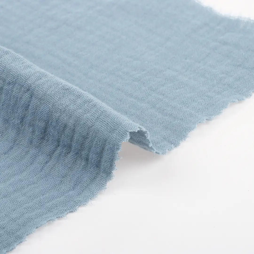 China Fabric for T-Shirt,Shorts Cotton Double Layer Crepe Gauze Natural Woven Fabric Cotton White、Blue color buy from China wholesaler bulk order at wholesale price free worldwide shipping Alibaba
