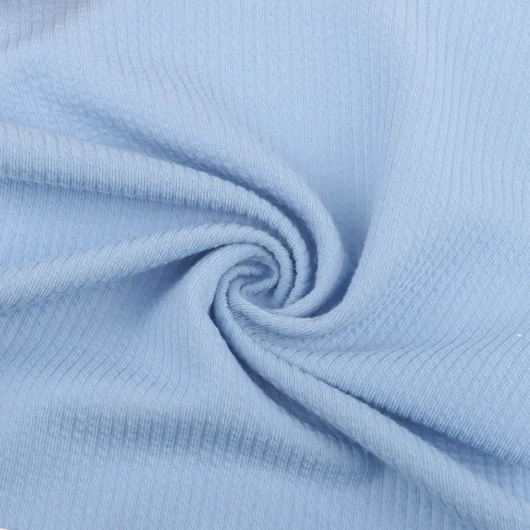 China Fabric for T-Shirt,Shorts Weft Jacquard Knit Fabric Polyester Spandex Blue color buy from China wholesaler bulk order at wholesale price free worldwide shipping Alibaba