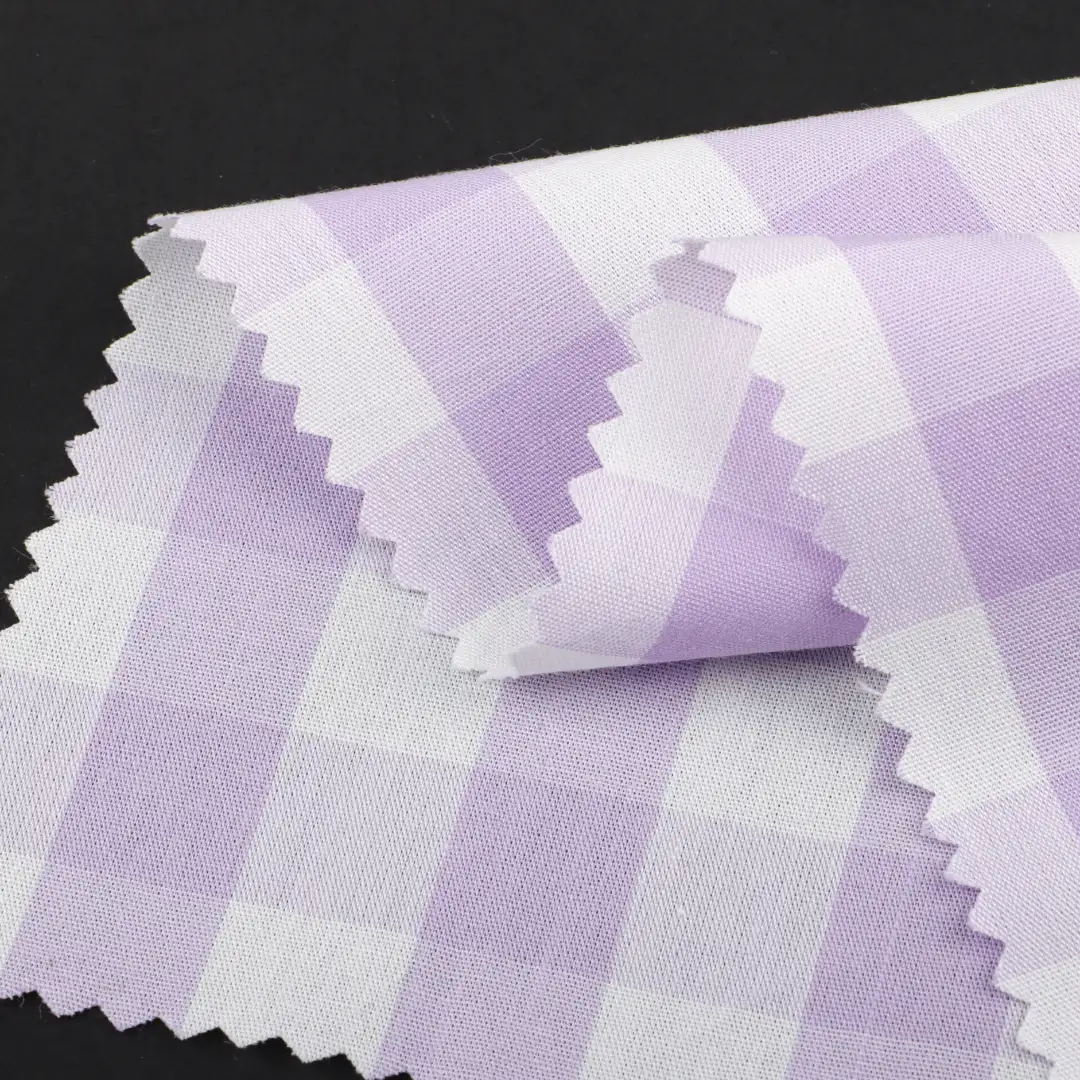 China Fabric for Shirt,Skirt,Shorts Yarn Dyed Check Natural Woven Fabric Cotton Purple color buy from China wholesaler bulk order at wholesale price free worldwide shipping Alibaba