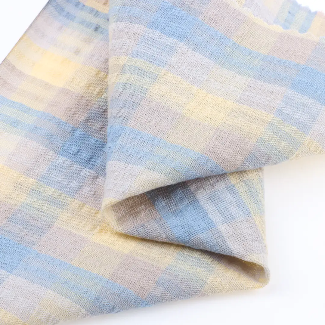 China Fabric for Shirt,Pants,Skirt,Shorts Cotton Seersucker Natural Woven Fabric Cotton check color buy from China wholesaler bulk order at wholesale price free worldwide shipping Alibaba