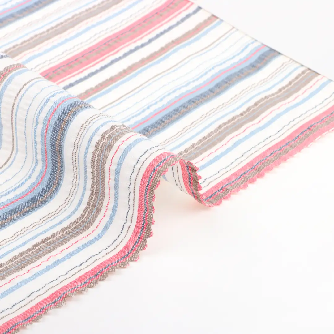 China Fabric for Shirt,Pants,Skirt,Shorts Cotton Seersucker Natural Woven Fabric Cotton stripe color buy from China wholesaler bulk order at wholesale price free worldwide shipping Alibaba