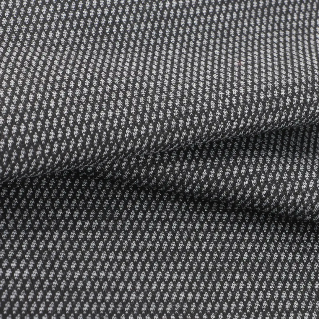 China Fabric for Pants,Polo Shirt,Jogger Weft Jacquard Knit Fabric Polyester Recycled Cotton Spandex Black and grey color buy from China wholesaler bulk order at wholesale price free worldwide shipping Alibaba