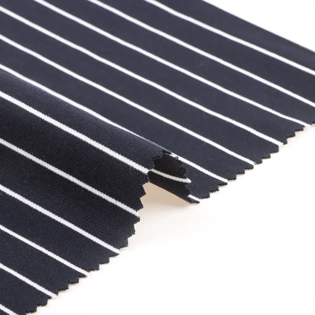China Fabric for Pants,T-Shirt,Polo Shirt,Shorts,Tracksuits Ponte Roma Knit Fabric Recycled Cotton Polyester Spandex Blue and white color buy from China wholesaler bulk order at wholesale price free worldwide shipping Alibaba