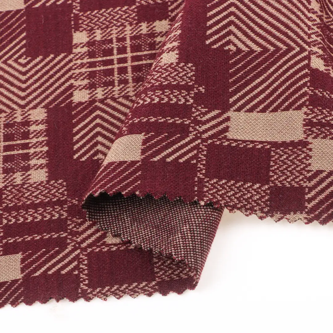 China Fabric for Polo T-shirt ,Loungewear,Tracksuits Weft Jacquard Knit Fabric Polyester Spandex Purplish red color buy from China wholesaler bulk order at wholesale price free worldwide shipping Alibaba