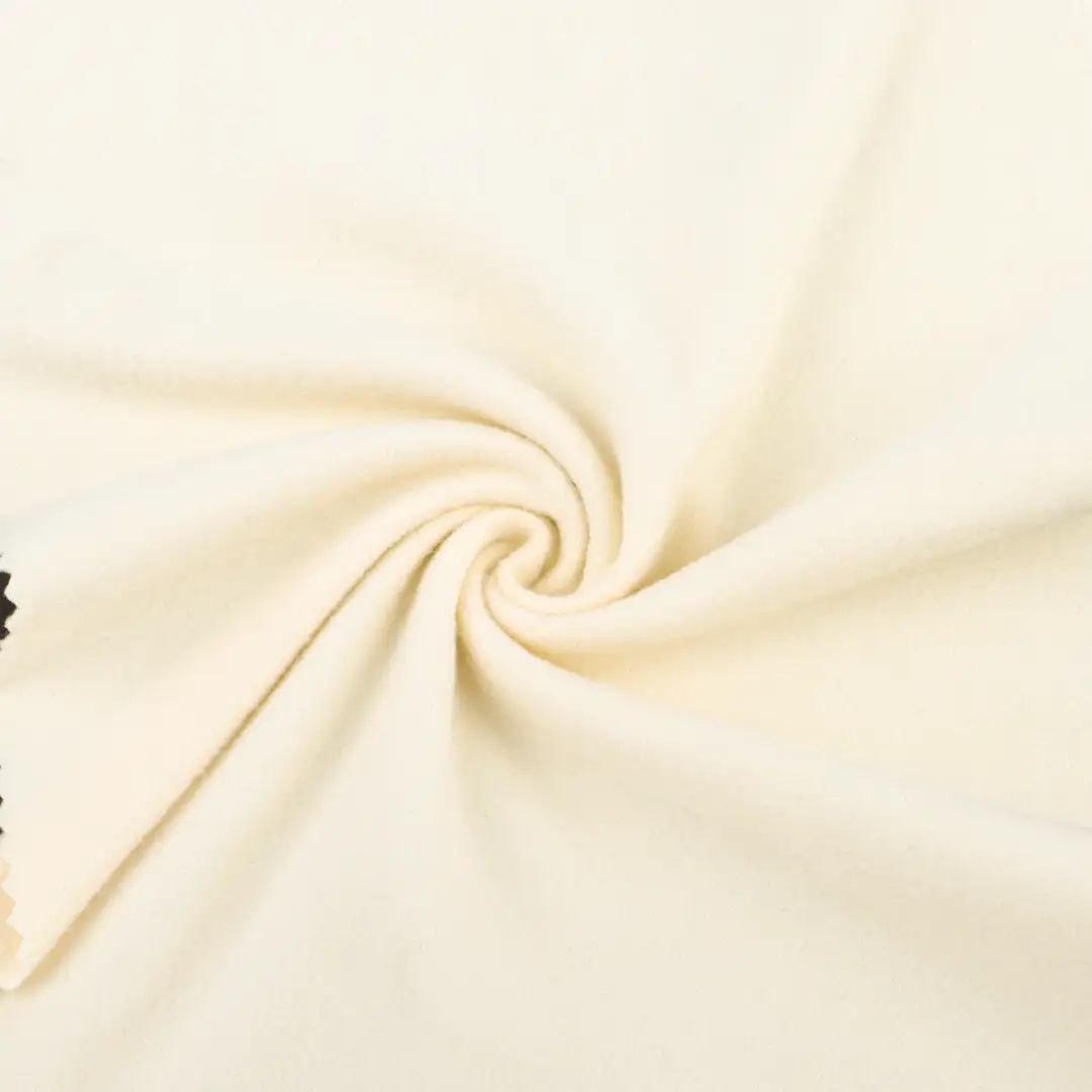 China Fabric for Loungewear,Tracksuits Double-side fleece Knit Fabric Polyester Spandex cream-coloured color buy from China wholesaler bulk order at wholesale price free worldwide shipping Alibaba