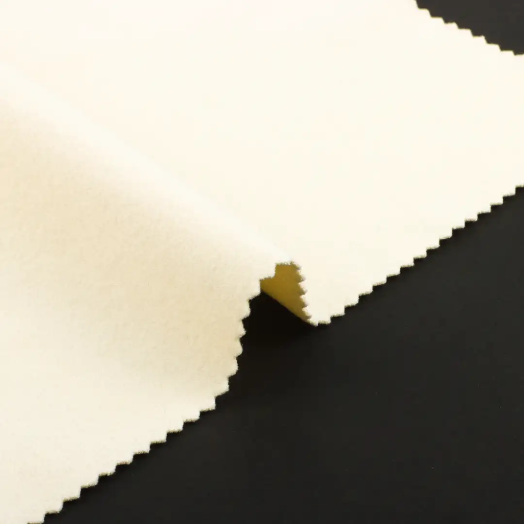 China Fabric for Loungewear,Tracksuits Double-side fleece Knit Fabric Polyester Spandex cream-coloured color buy from China wholesaler bulk order at wholesale price free worldwide shipping Alibaba