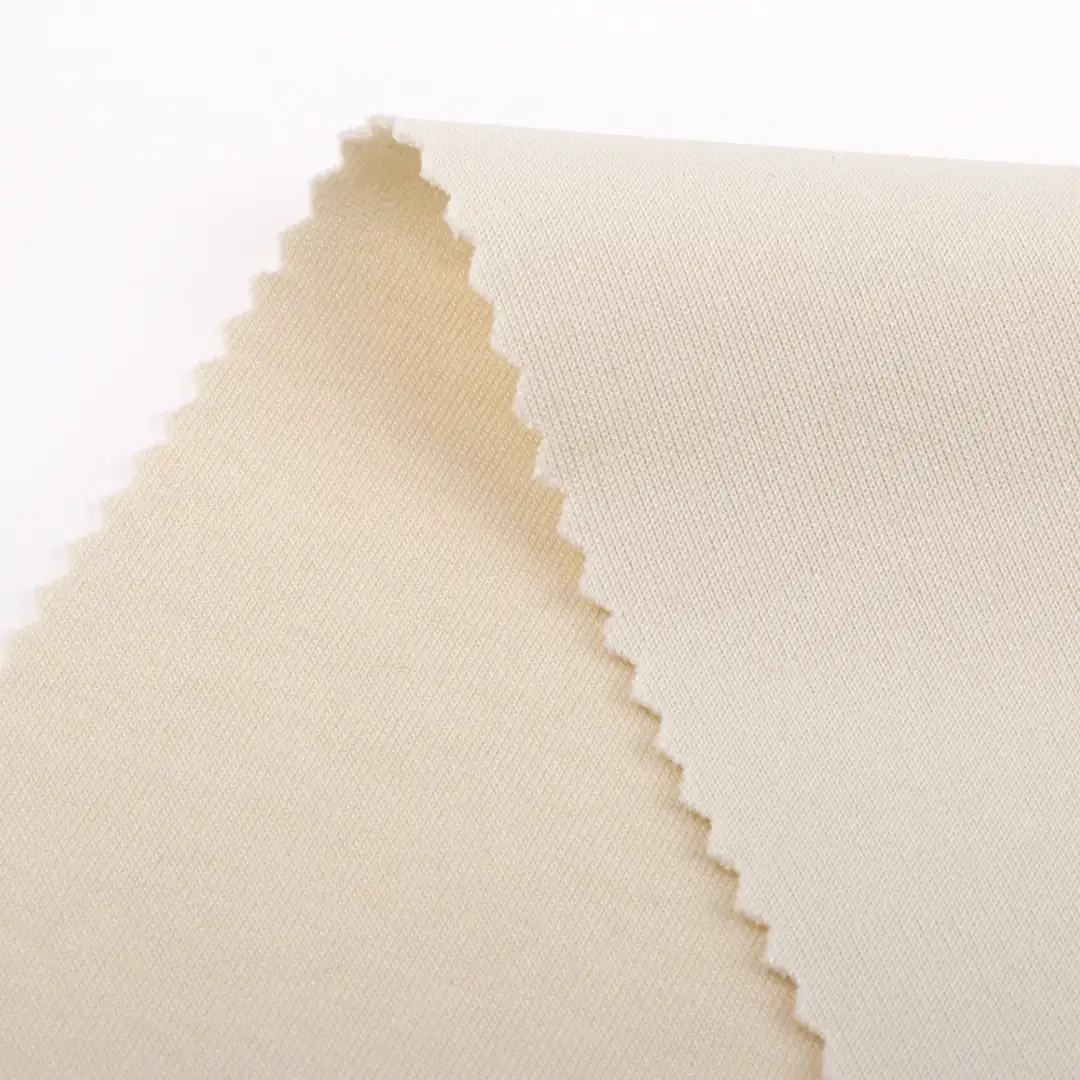 China Fabric for Jogger,Loungewear,Tracksuits Scuba Knit Fabric Polyester Recycled Cotton Spandex cream-coloured color buy from China wholesaler bulk order at wholesale price free worldwide shipping Alibaba