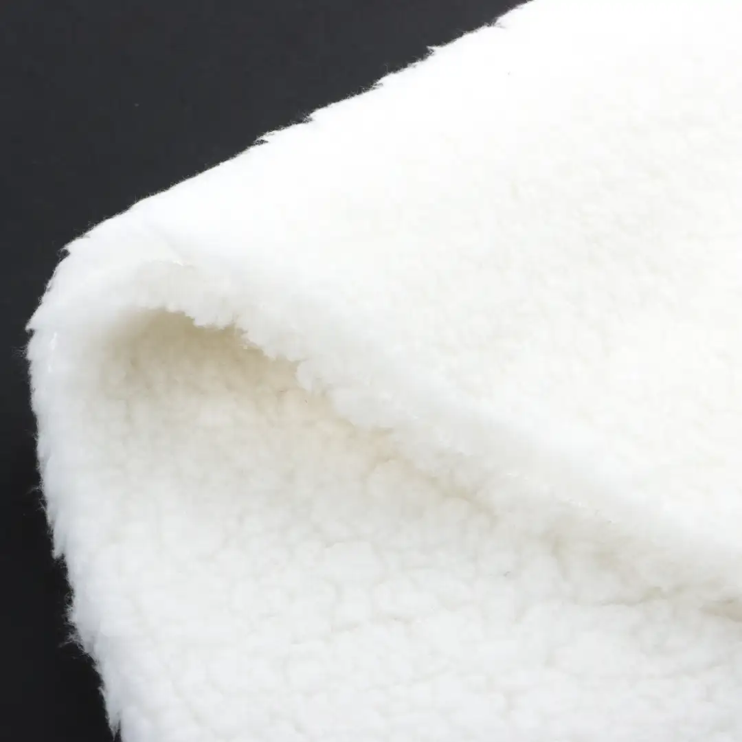 China Fabric for Padded Jacket,Loungewear Sherpa Knit Fabric Polyester white color buy from China wholesaler bulk order at wholesale price free worldwide shipping Alibaba