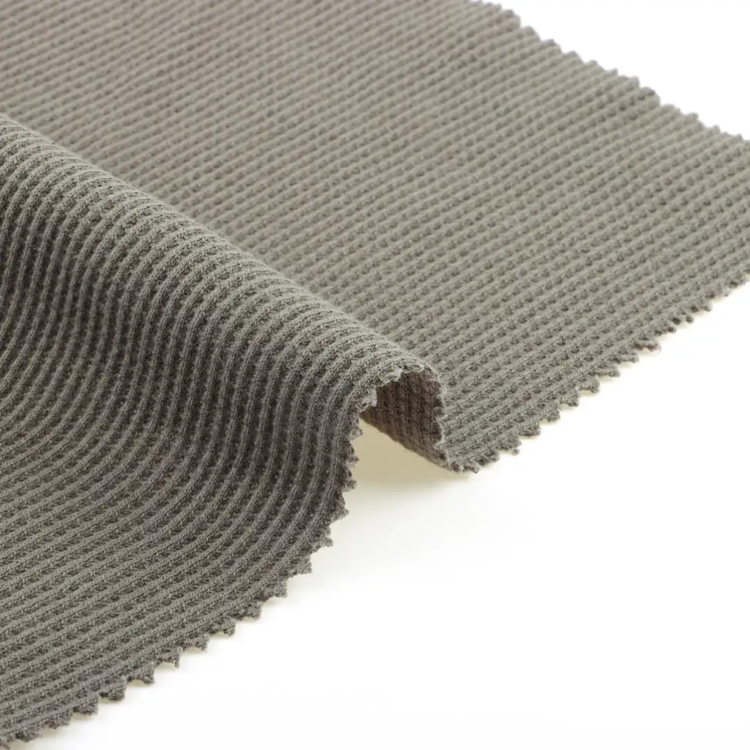 China Fabric for T-Shirt,Polo Shirt,Crop Top,Loungewear Waffle Knit Fabric Cotton Polyester brown green color buy from China wholesaler bulk order at wholesale price free worldwide shipping Alibaba