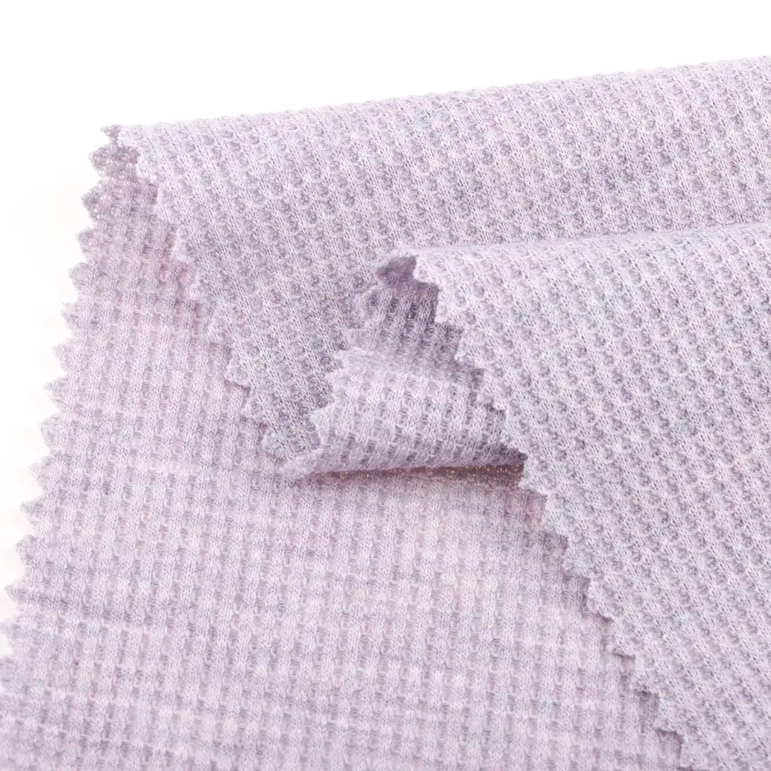China Fabric for Crop Top,Hoodie,Sweatshirt Waffle Knit Fabric Polyester Viscose Spandex violet color buy from China wholesaler bulk order at wholesale price free worldwide shipping Alibaba