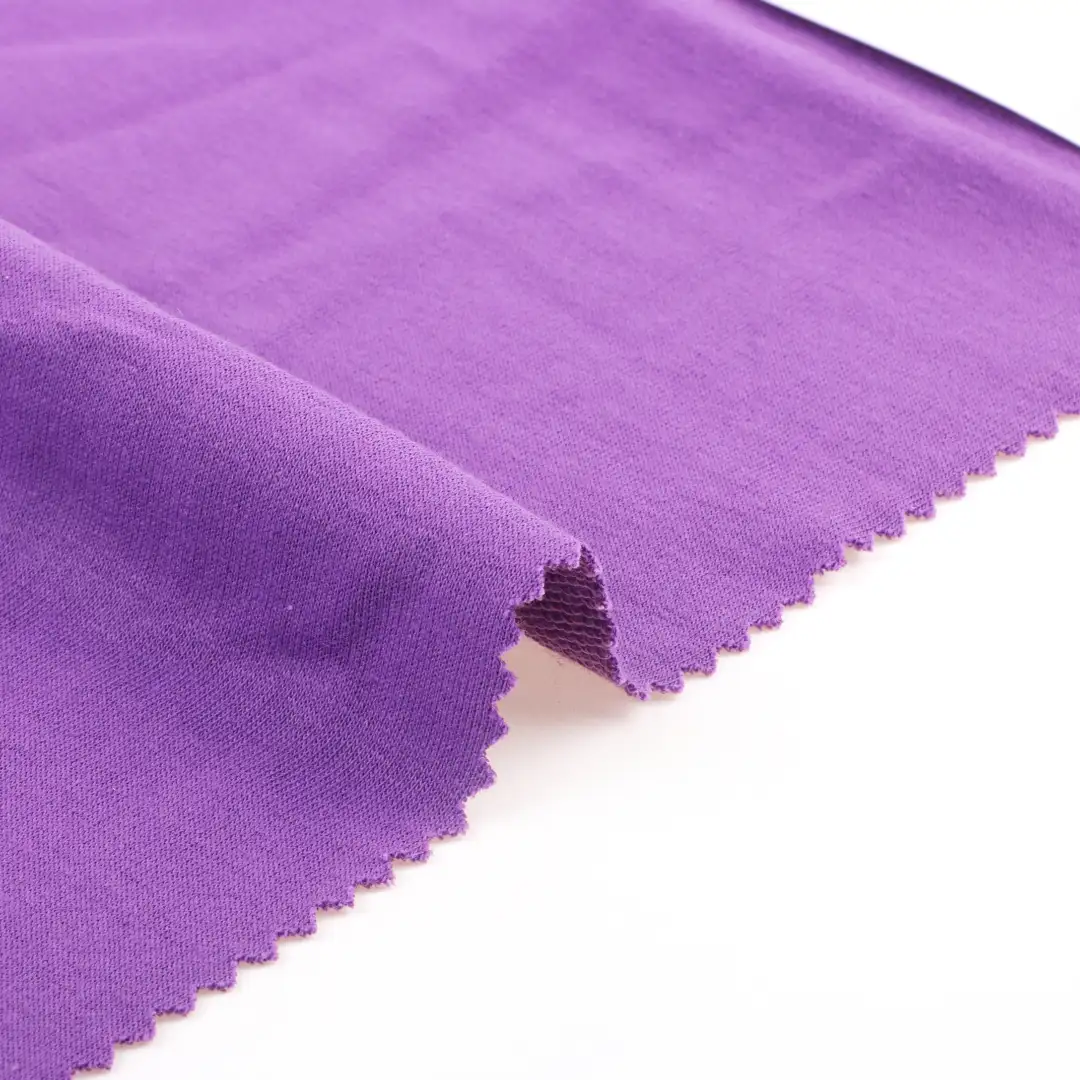 China Fabric for T-Shirt,Polo Shirt,Crop Top,Sweatshirt French Terry Knit Fabric Cotton Polyester Spandex violet color buy from China wholesaler bulk order at wholesale price free worldwide shipping Alibaba