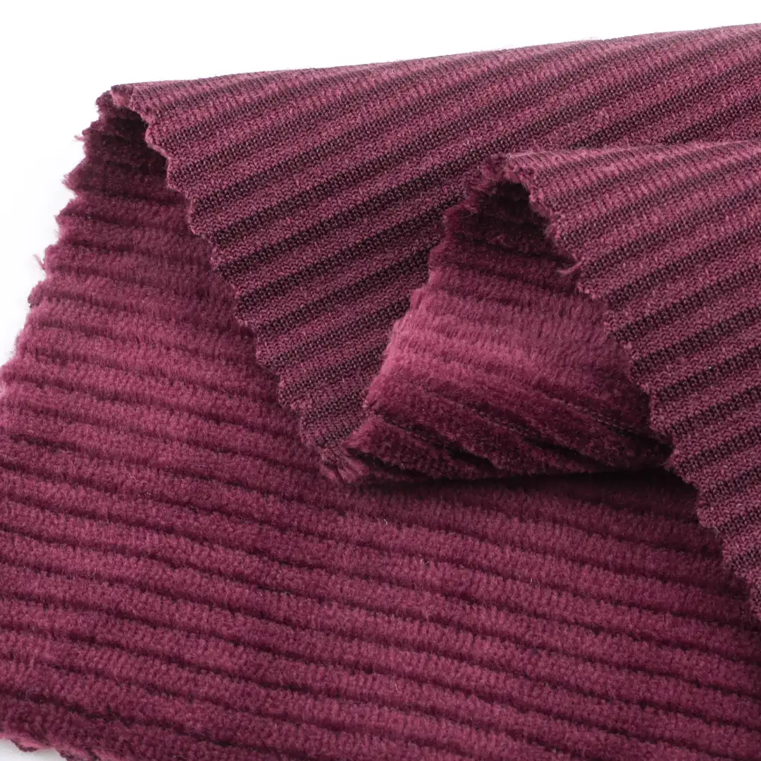 China Fabric for Crop Top,Loungewear Velvet Knit Fabric Cotton Polyester Spandex Blackish red color buy from China wholesaler bulk order at wholesale price free worldwide shipping Alibaba