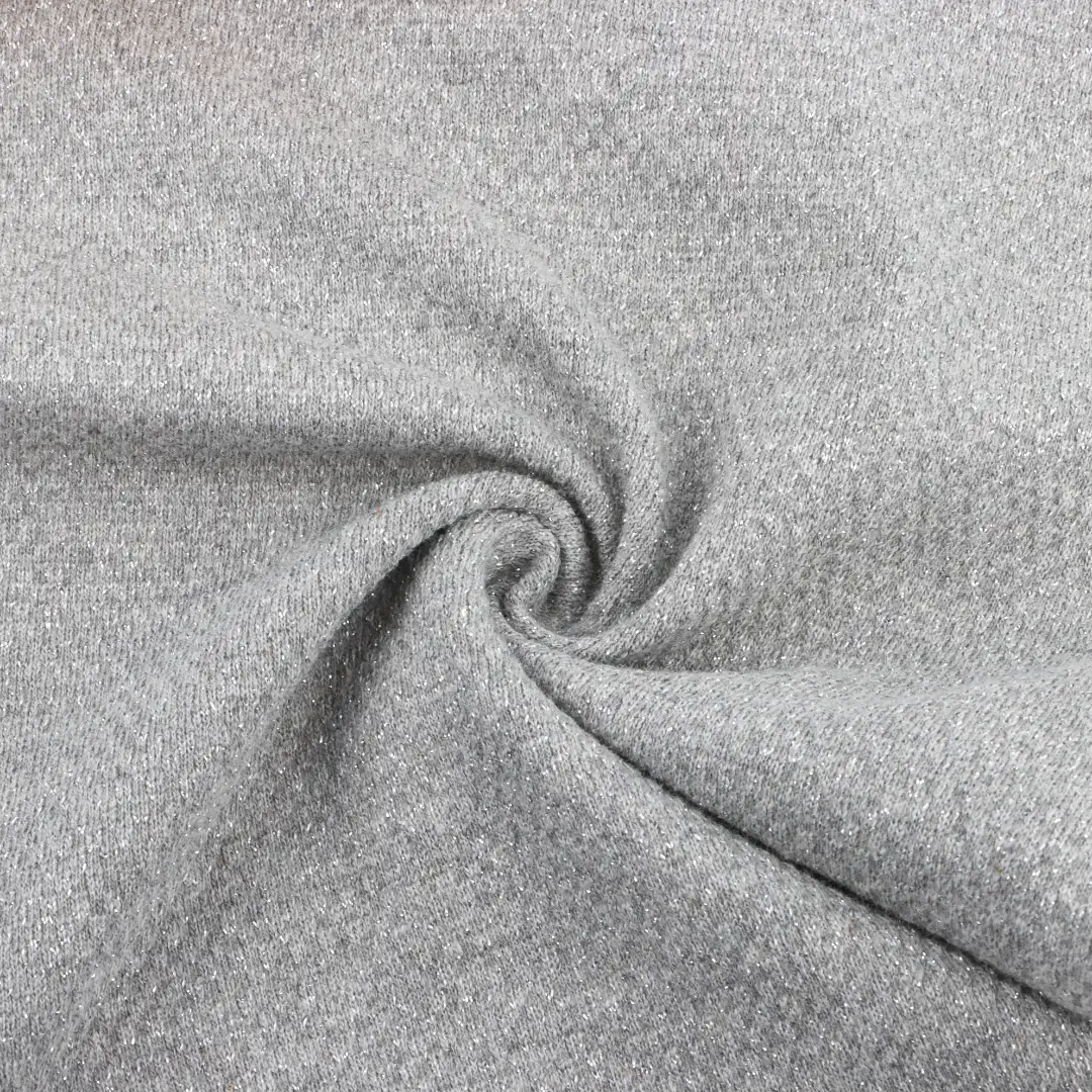 China Fabric for Crop Top,Shorts,Skirt  Weft Jacquard Knit Fabric Cotton Polyester Lurex oyster grey color buy from China wholesaler bulk order at wholesale price free worldwide shipping Alibaba