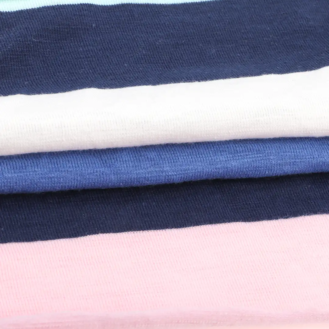 China Fabric for T-Shirt,Polo Shirt,Crop Top,Jogger,Loungewear Single Jersey Knit Fabric Polyester Cotton Spandex Blue, white, pink and orange color buy from China wholesaler bulk order at wholesale price free worldwide shipping Alibaba