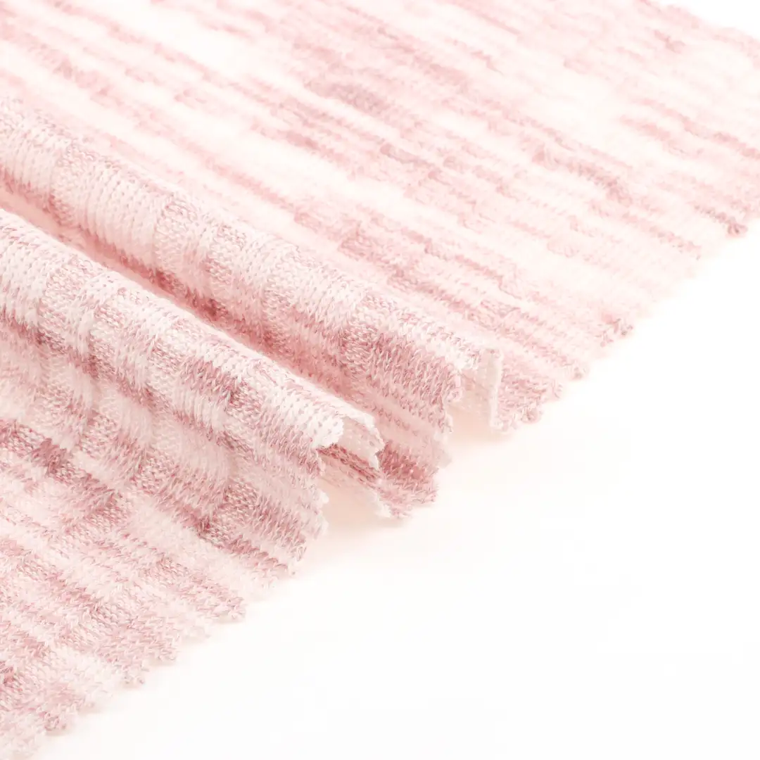 China Fabric for Crop Top,Hoodie,Full-Zipper Cardigan ,Half-Zipper Cardigan ,Loungewear Rib Knit Fabric Polyester Viscose Spandex light pink color buy from China wholesaler bulk order at wholesale price free worldwide shipping Alibaba
