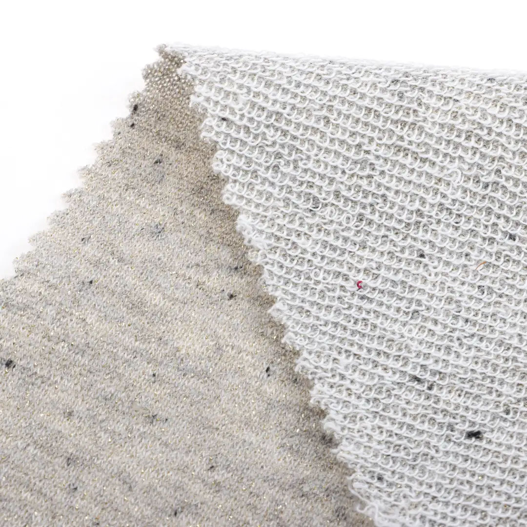 China Fabric for Crop Top,Hoodie,Full-Zipper Cardigan ,Half-Zipper Cardigan  French Terry Knit Fabric Polyester Cotton Lurex oyster grey color buy from China wholesaler bulk order at wholesale price free worldwide shipping Alibaba
