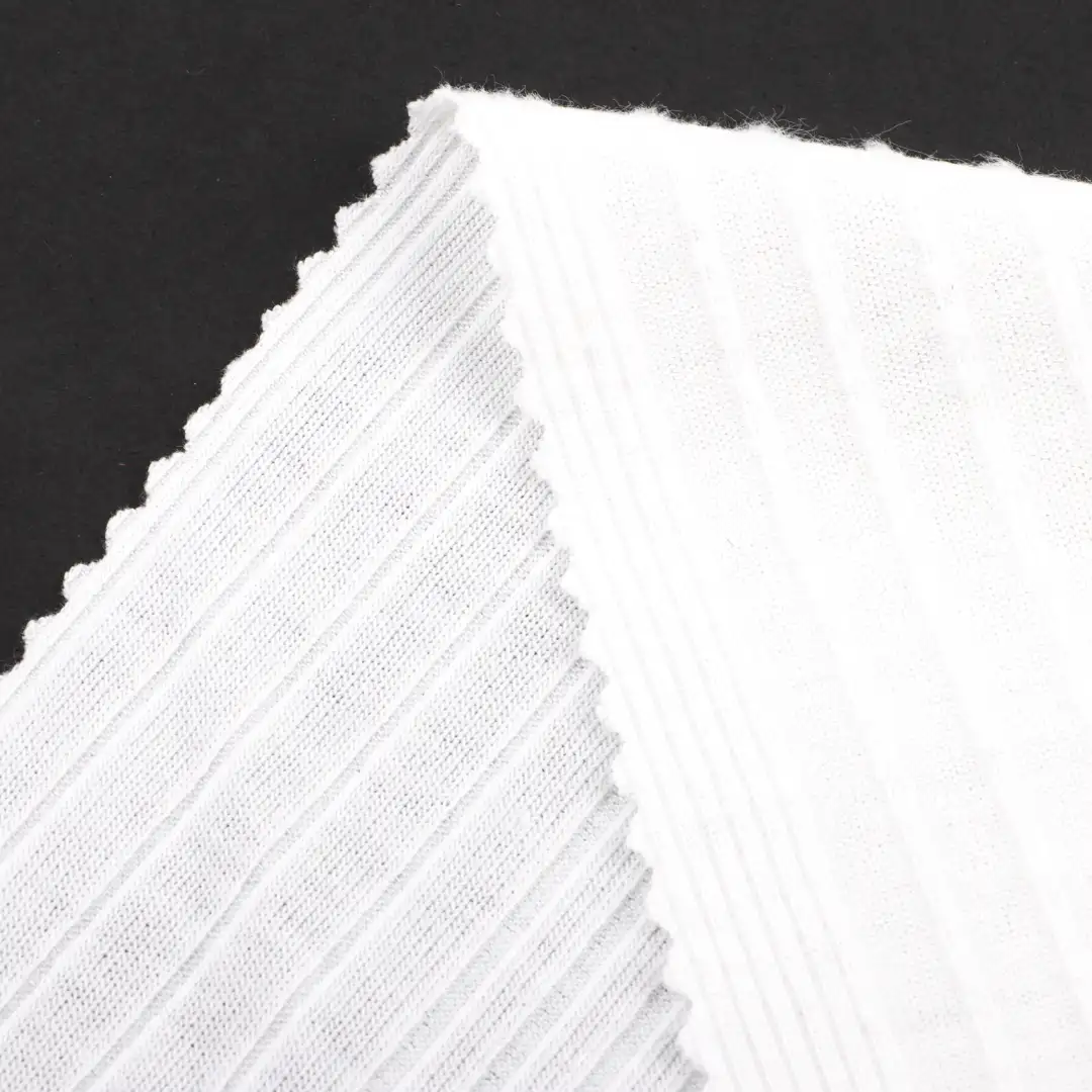 China Fabric for Crop Top,Skirt  Rib Knit Fabric Polyester Spandex white color buy from China wholesaler bulk order at wholesale price free worldwide shipping Alibaba