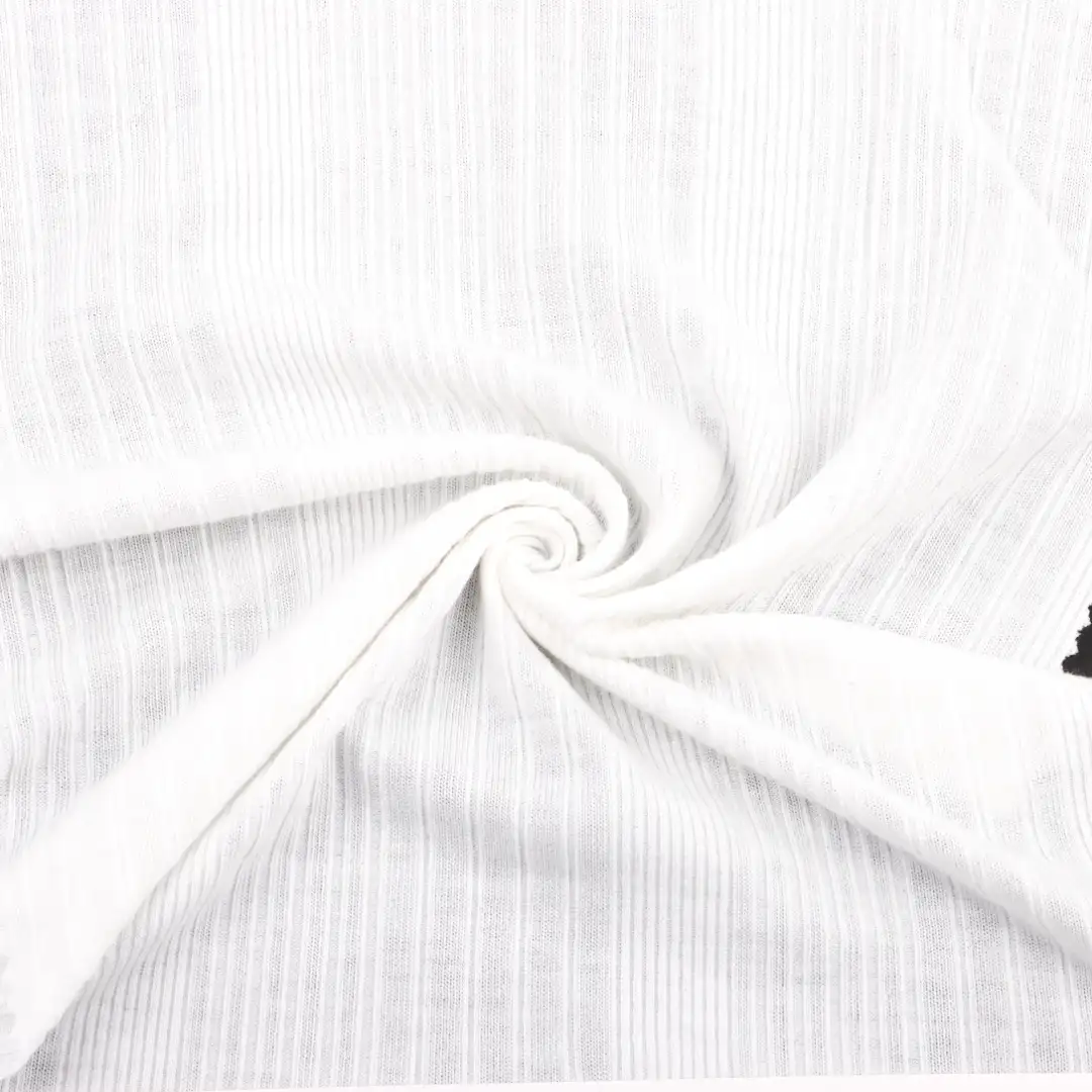 China Fabric for Crop Top,Skirt  Rib Knit Fabric Polyester Spandex white color buy from China wholesaler bulk order at wholesale price free worldwide shipping Alibaba
