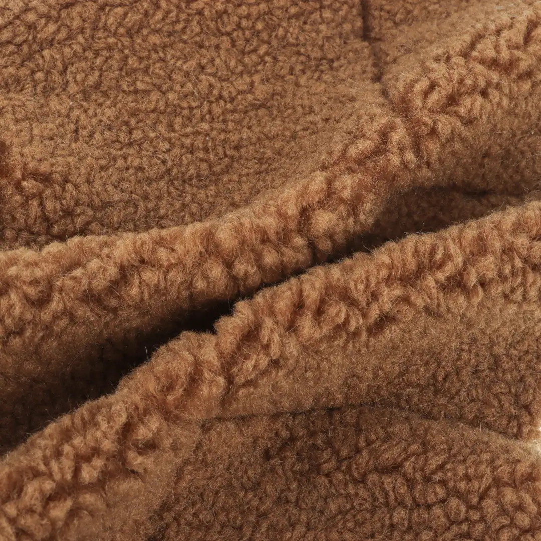 China Fabric for Jackets,Overcoat,Sweatshirt Sherpa Knit Fabric Polyester Brown color buy from China wholesaler bulk order at wholesale price free worldwide shipping Alibaba