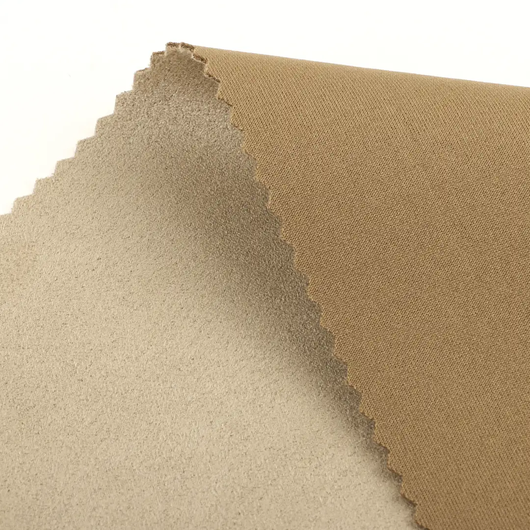 China Fabric for Jackets,Trench Coat,Overcoat Suede Knit Fabric Polyester Brown color buy from China wholesaler bulk order at wholesale price free worldwide shipping Alibaba